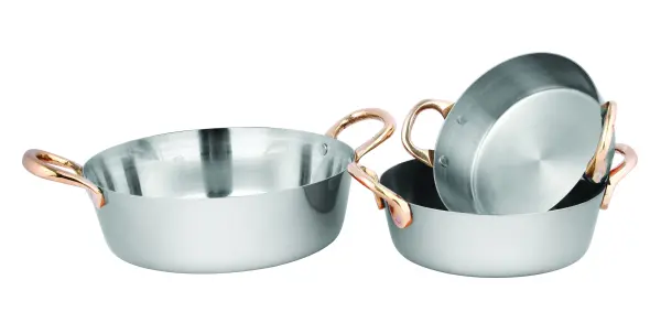 Сковорода из нержавеющей стали с латунными ручками