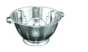 Глубокий дуршлаг из нержавеющей стали с узором в виде линий и точек