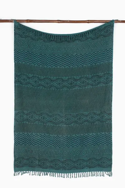 Хлопковый плед с блок-принтом