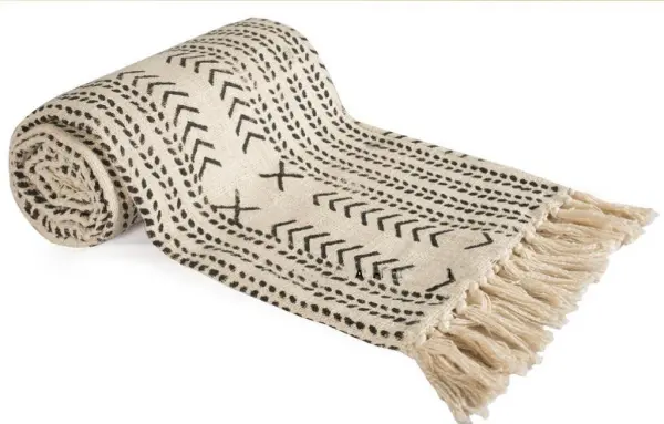 Хлопковый плед с блок-принтом