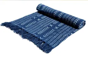 Хлопковый плед с блок-принтом