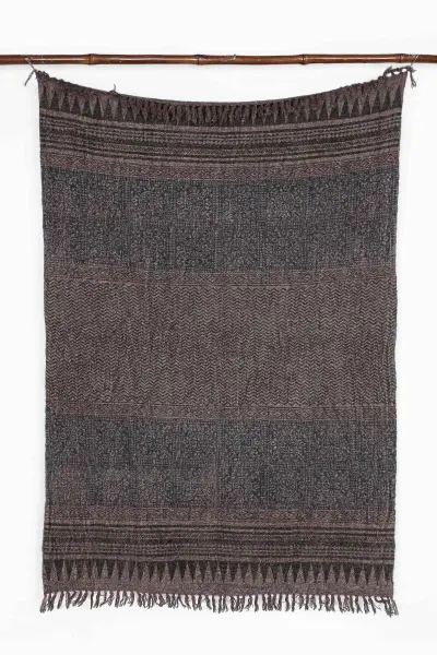 Льняной плед с блок-принтом