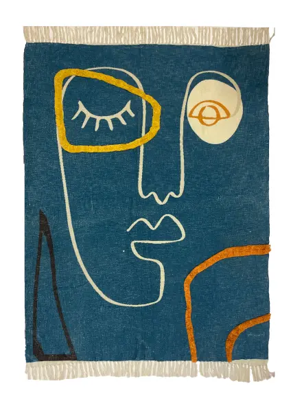 Хлопковый плед с принтом и вышивкой