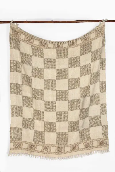 Хлопковый плед с блок-принтом