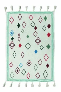 Хлопковый плед с вышивкой и кисточками