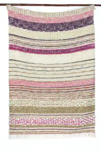 Плед из хлопка и шерсти ручного ткачества