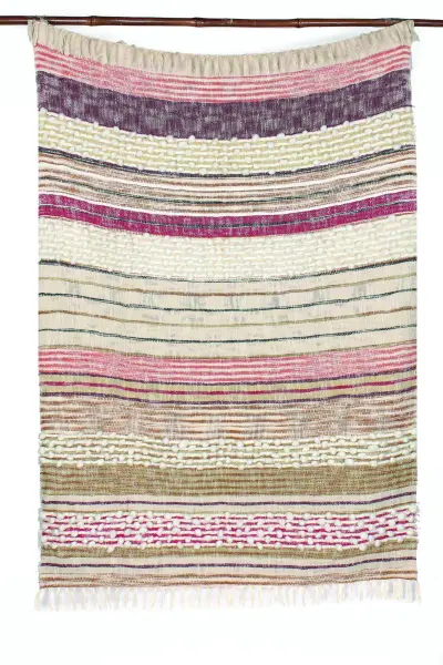 Плед из хлопка и шерсти ручного ткачества