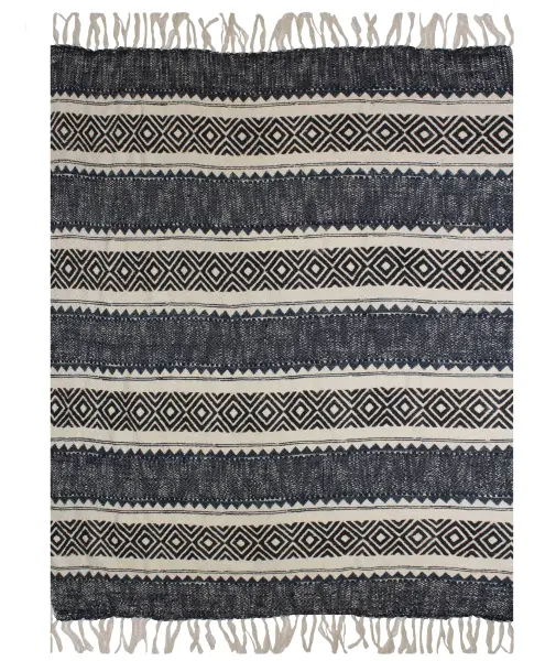 Хлопковый плед с блок-принтом