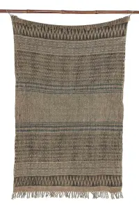 Льняной плед с блок-принтом