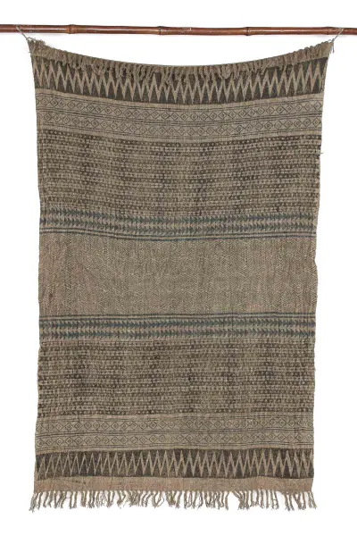 Льняной плед с блок-принтом