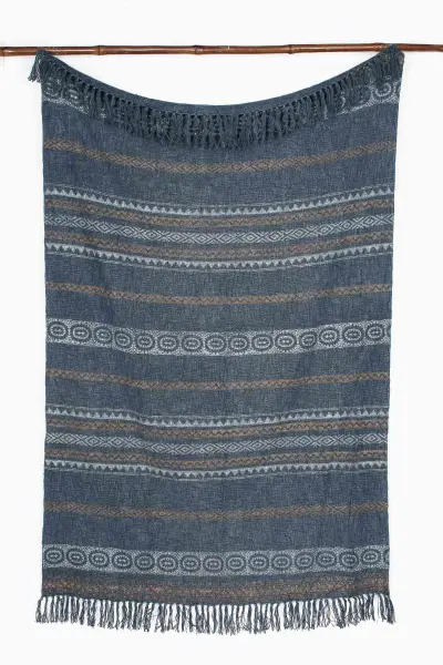 Хлопковый плед с блок-принтом