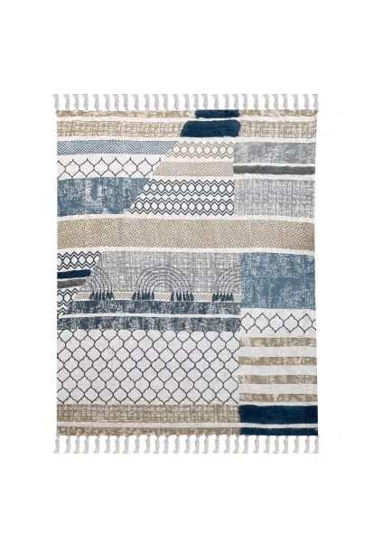 Хлопковый плед с блок-принтом и вышивкой