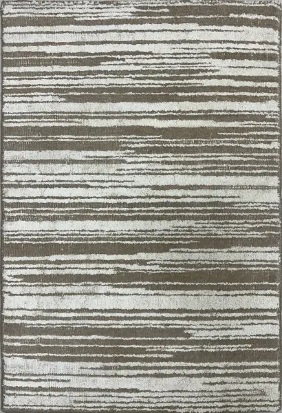 Ковер из натуральной новозеландской шерсти и искусственного шелка с однотонным рельефом и эффектом состаривания