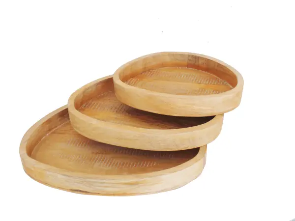Набор из 3 подносов органической формы из дерева манго
