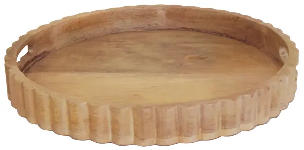 Круглый поднос из дерева манго