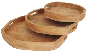 Набор из 3 подносов органической формы из дерева манго