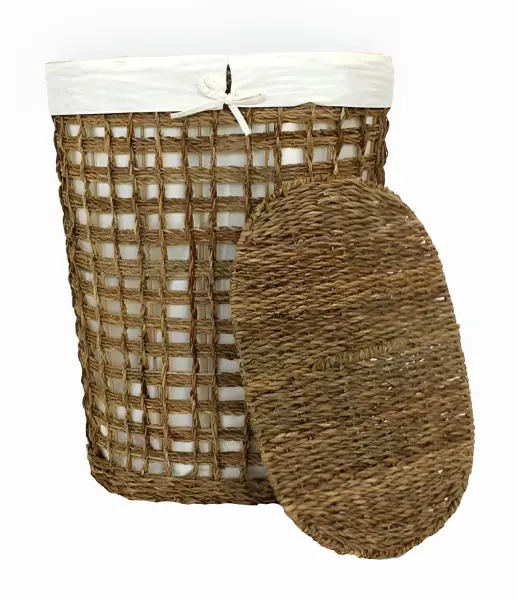 Овальная корзина для белья из водорослей