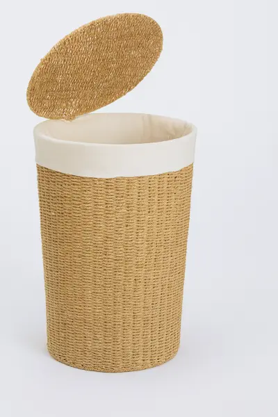 Круглая корзина для белья из водорослей