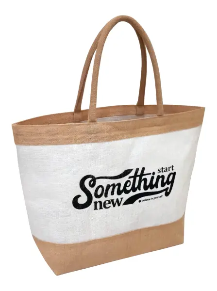 Шоппер из джута с хлопковыми ручками с принтом