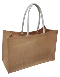 Шоппер из джута с хлопковыми ручками