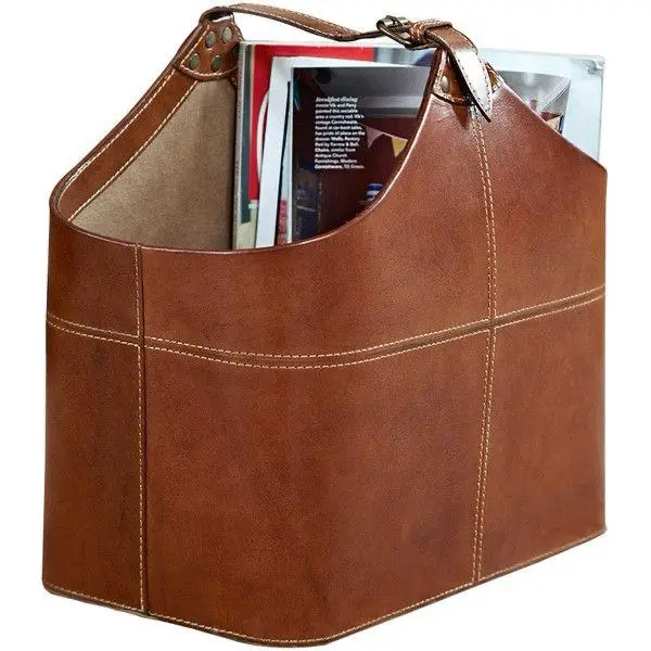 Корзина для хранения с отделкой из кожи и бархата