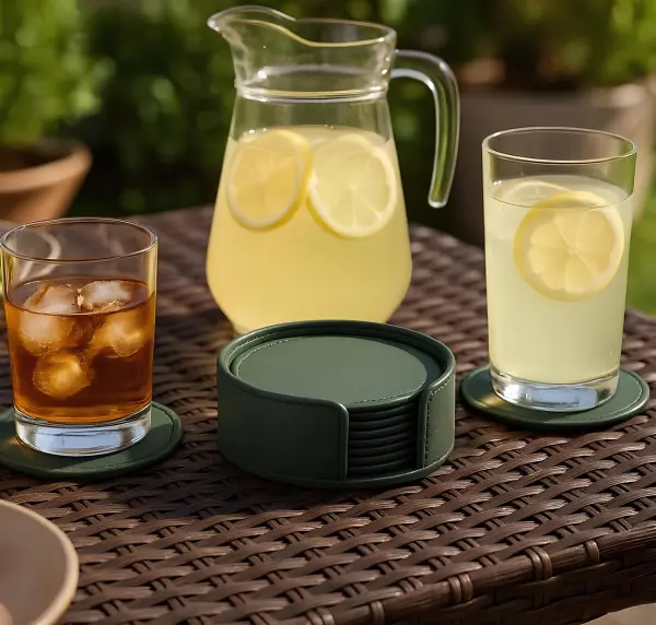 Набор подставок с отделкой из кожи