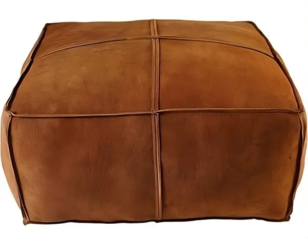 Пуф с отделкой из кожи и ткани