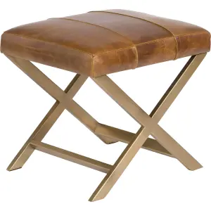 Табурет с отделкой из кожи и металлическим основанием