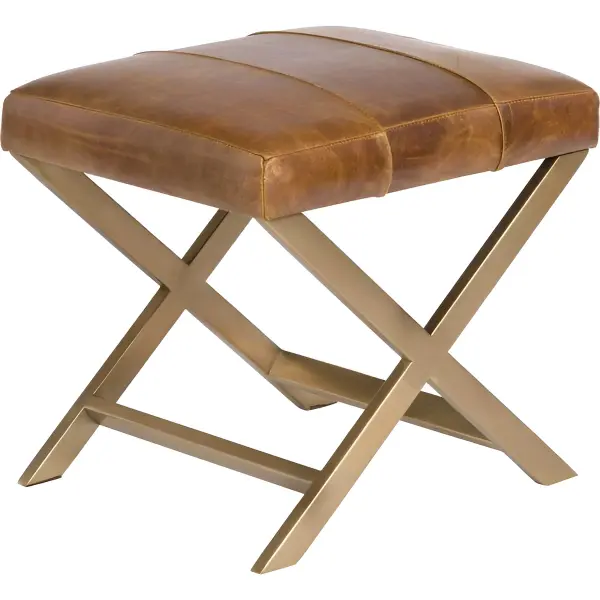 Табурет с отделкой из кожи и металлическим основанием