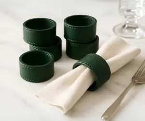 Кольцо для салфеток с отделкой из кожи и бархата