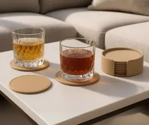 Набор подставок с отделкой из кожи