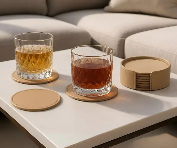 Набор подставок с отделкой из кожи
