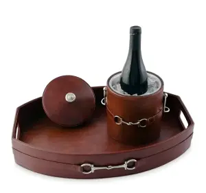 Поднос с ведром с отделкой из кожи