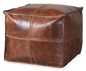 Пуф с отделкой из кожи и ткани