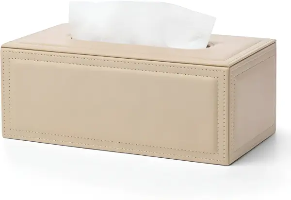 Коробка для салфеток с отделкой из кожи и бархата