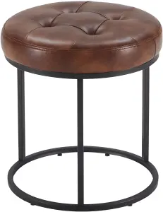 Табурет с отделкой из кожи и металлическим основанием