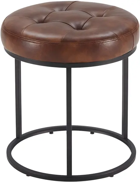 Табурет с отделкой из кожи и металлическим основанием