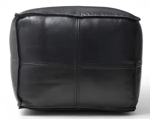 Пуф с отделкой из кожи и ткани