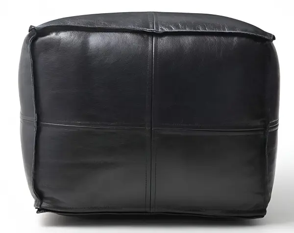 Пуф с отделкой из кожи и ткани