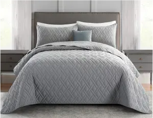 Комплект стеганое покрывало с наволочками из хлопка и полиэстера однотонный