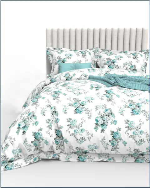 Комплект пододеяльник с наволочками из хлопка с принтом