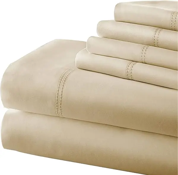 Комплект простыней из хлопка однотонный с пико по краю