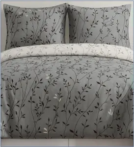 Комплект пододеяльник с наволочками из хлопка с принтом