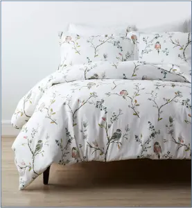 Комплект пододеяльник с наволочками из хлопка с принтом