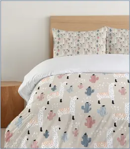 Комплект пододеяльник с наволочками из хлопка с принтом