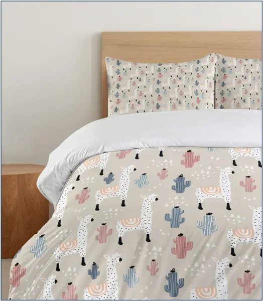 Комплект пододеяльник с наволочками из хлопка с принтом