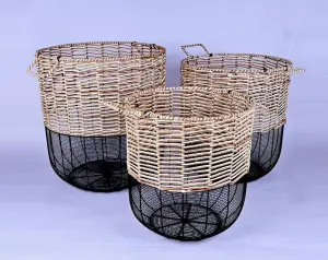 Набор корзин для хранения из бумажного шнура и металла