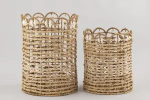 Набор корзин для хранения из бумажного шнура и металла