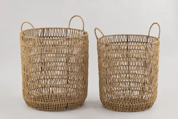 Набор корзин для хранения из бумажного шнура и металла