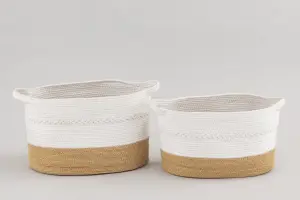 Набор корзин для хранения из хлопкового шнура и водорослей